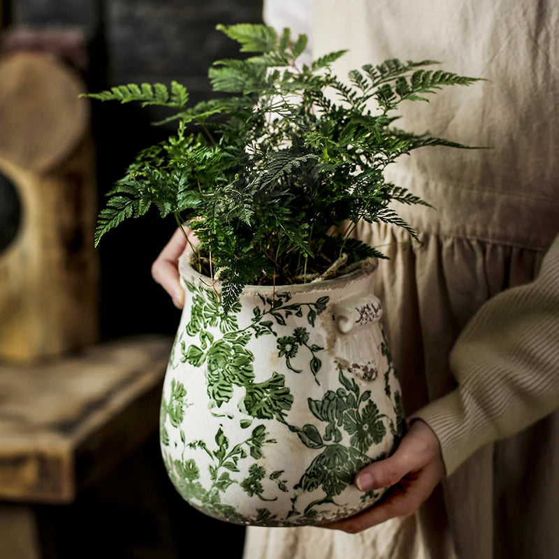 Vintage Ceramic Double Ear Flower Pots