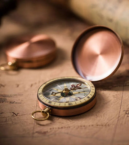 Vintage Copper Pocket Compass Watch