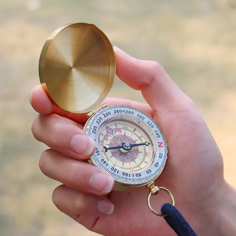 Vintage Copper Pocket Compass Watch