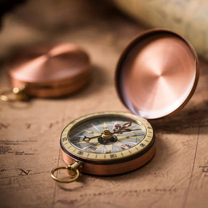 Vintage Copper Pocket Compass Watch