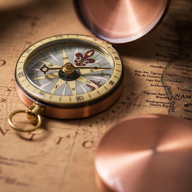 Vintage Copper Pocket Compass Watch