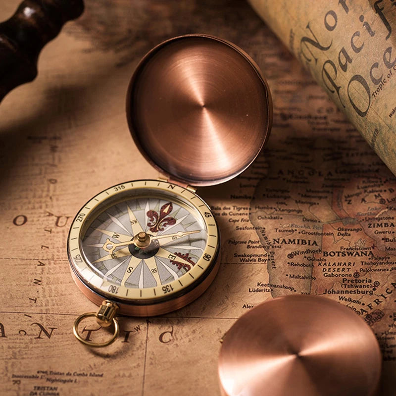 Vintage Copper Pocket Compass Watch