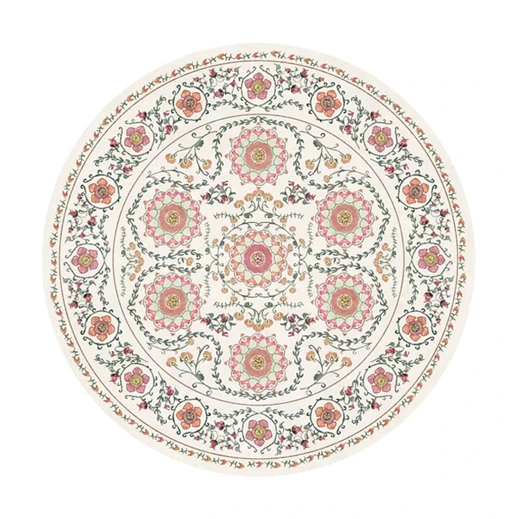 Vintage European Round Plush Carpet