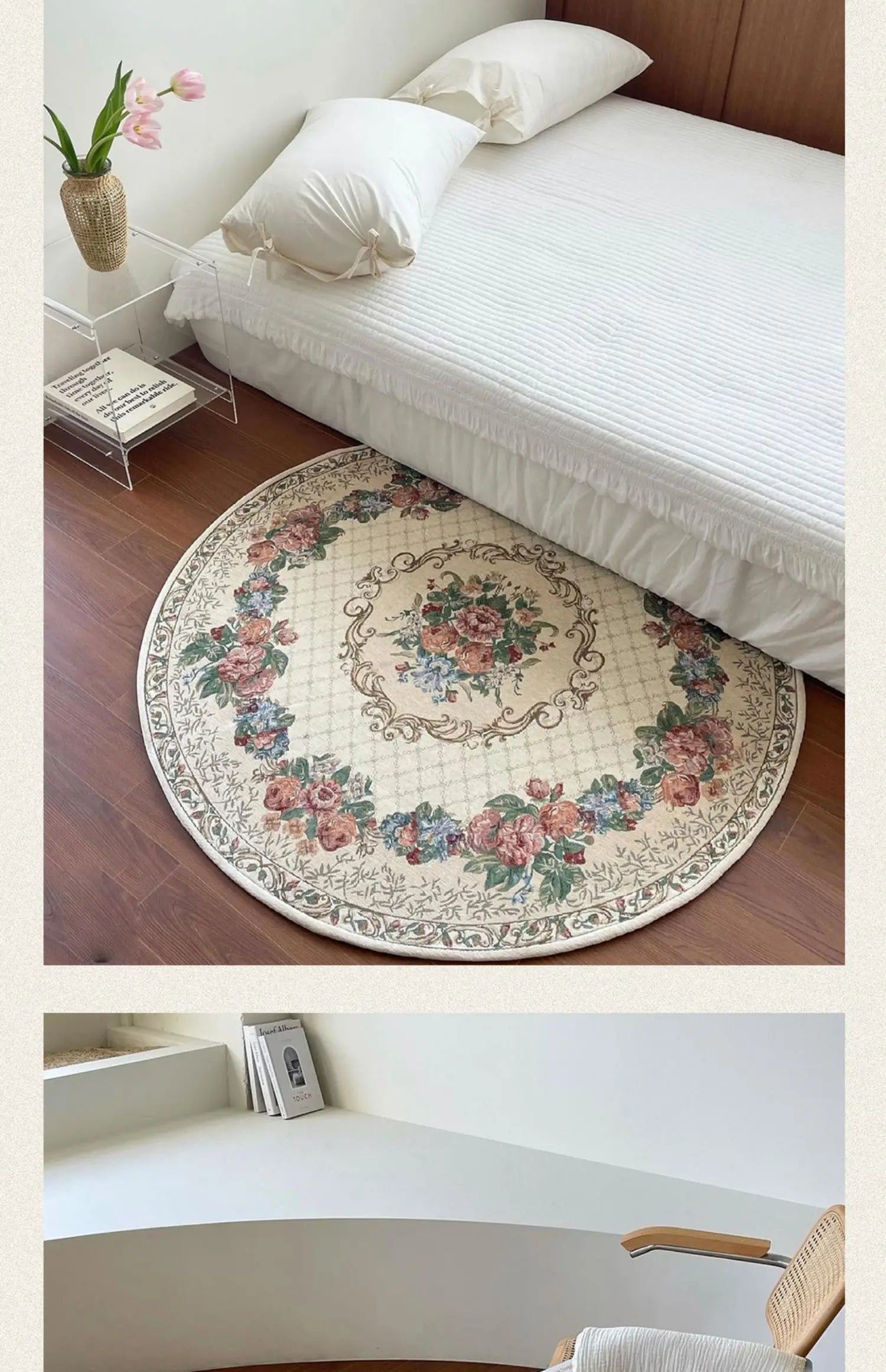 Vintage European Round Plush Carpet