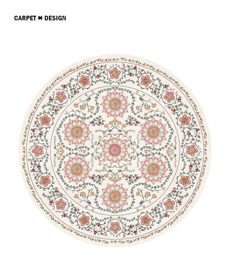 Vintage European Round Plush Carpet