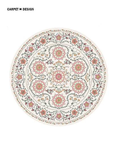 Vintage European Round Plush Carpet