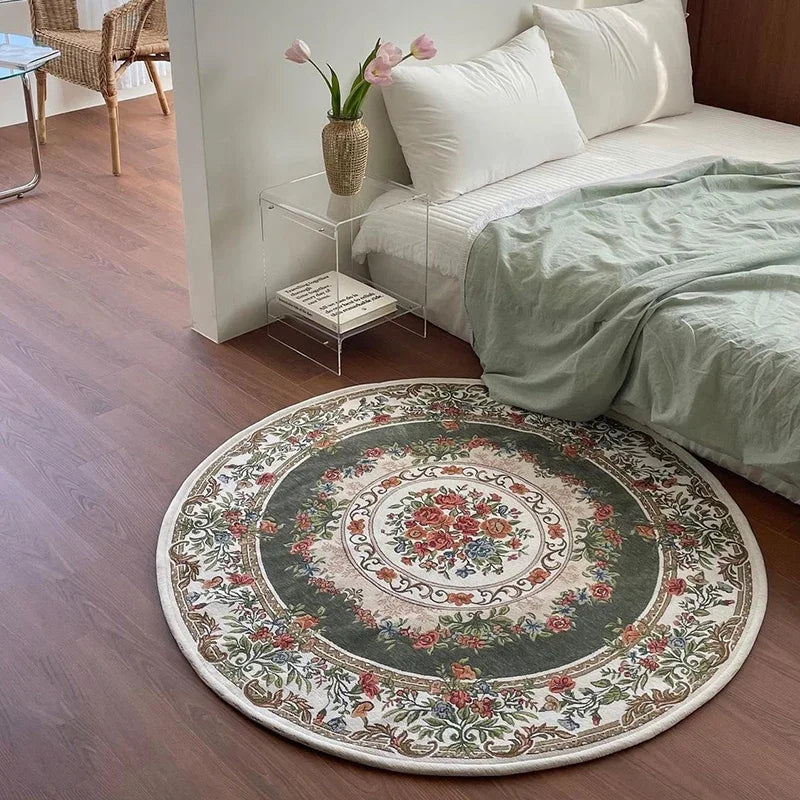 Vintage European Round Plush Carpet