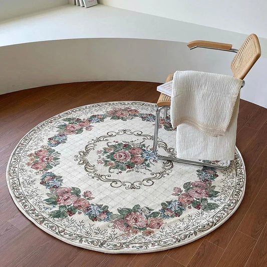 Vintage European Round Plush Carpet