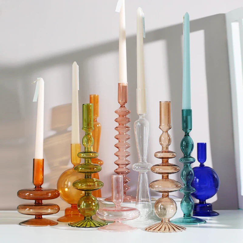 Vintage Glass Candle Holders Set