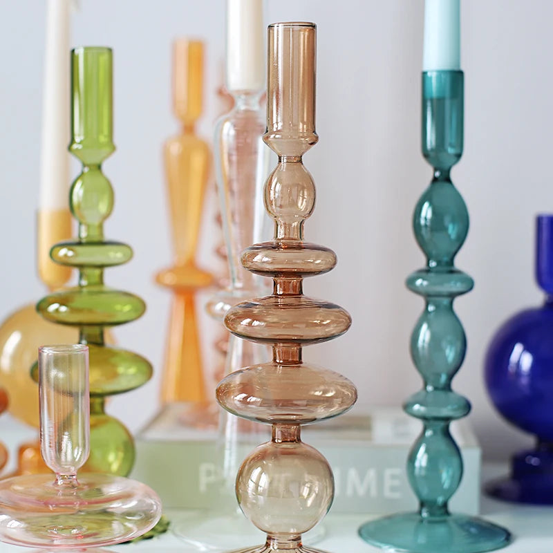 Vintage Glass Candle Holders Set