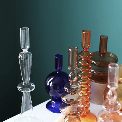 Vintage Glass Candle Holders Set