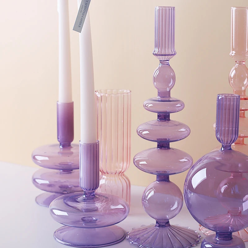 Vintage Glass Candle Holders Set