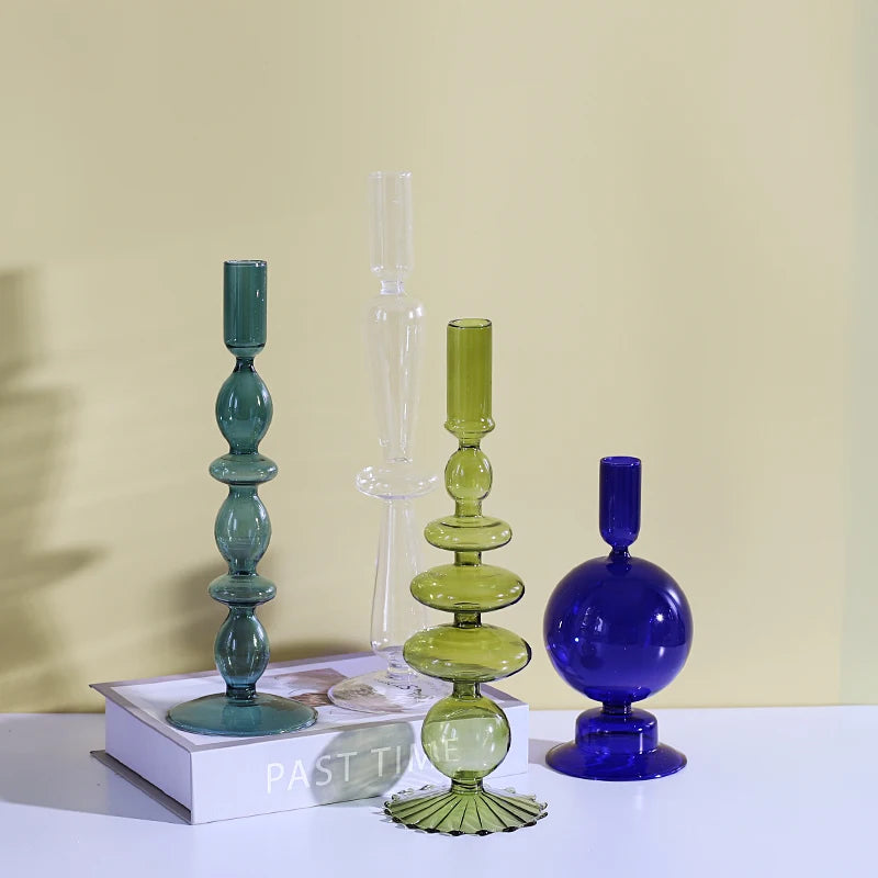 Vintage Glass Candle Holders Set