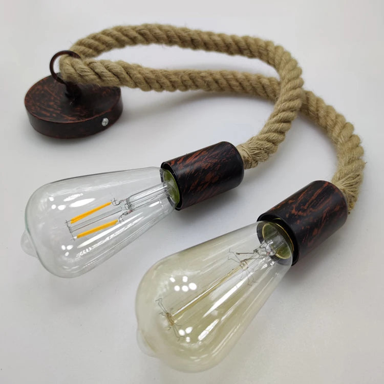 Vintage Hemp Rope Pendant Light