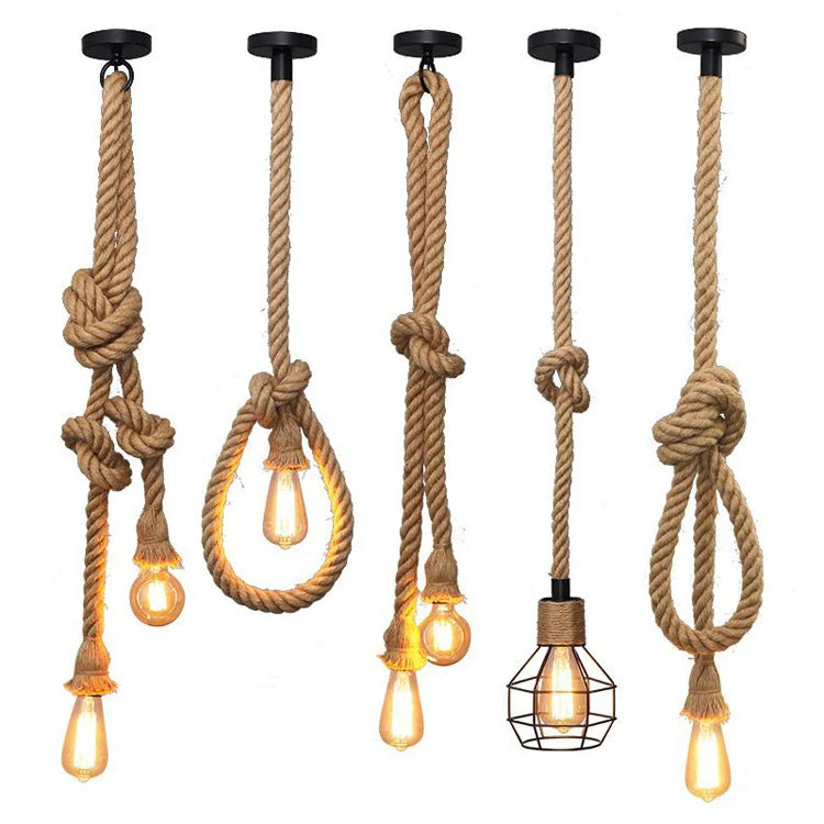 Vintage Hemp Rope Pendant Light