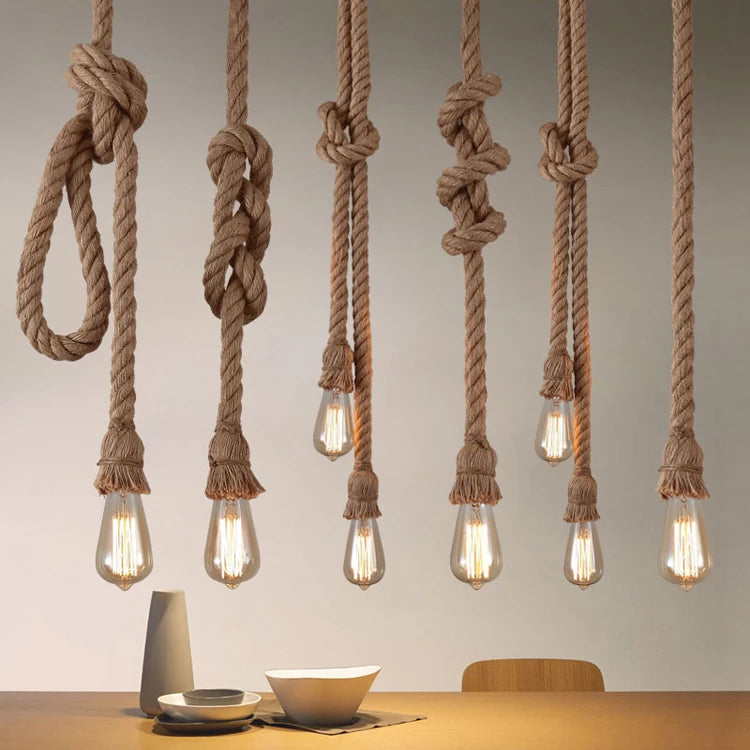 Vintage Hemp Rope Pendant Light