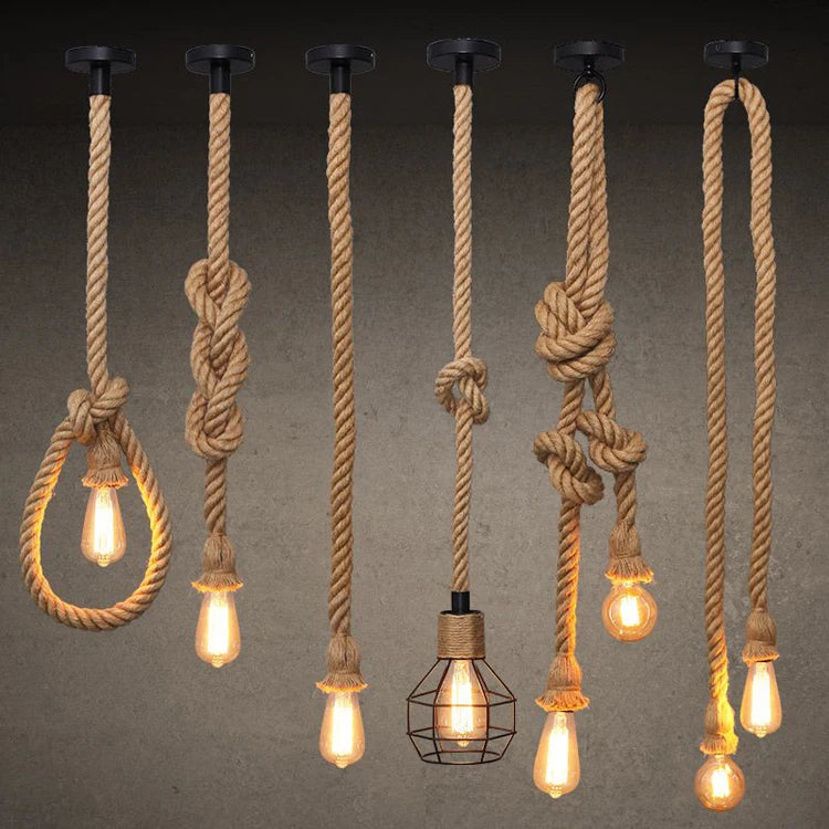 Vintage Hemp Rope Pendant Light