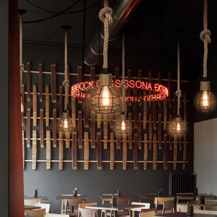 Vintage Hemp Rope Pendant Light