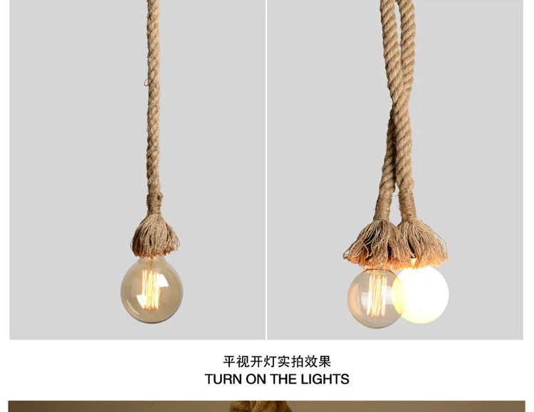 Vintage Hemp Rope Pendant Light