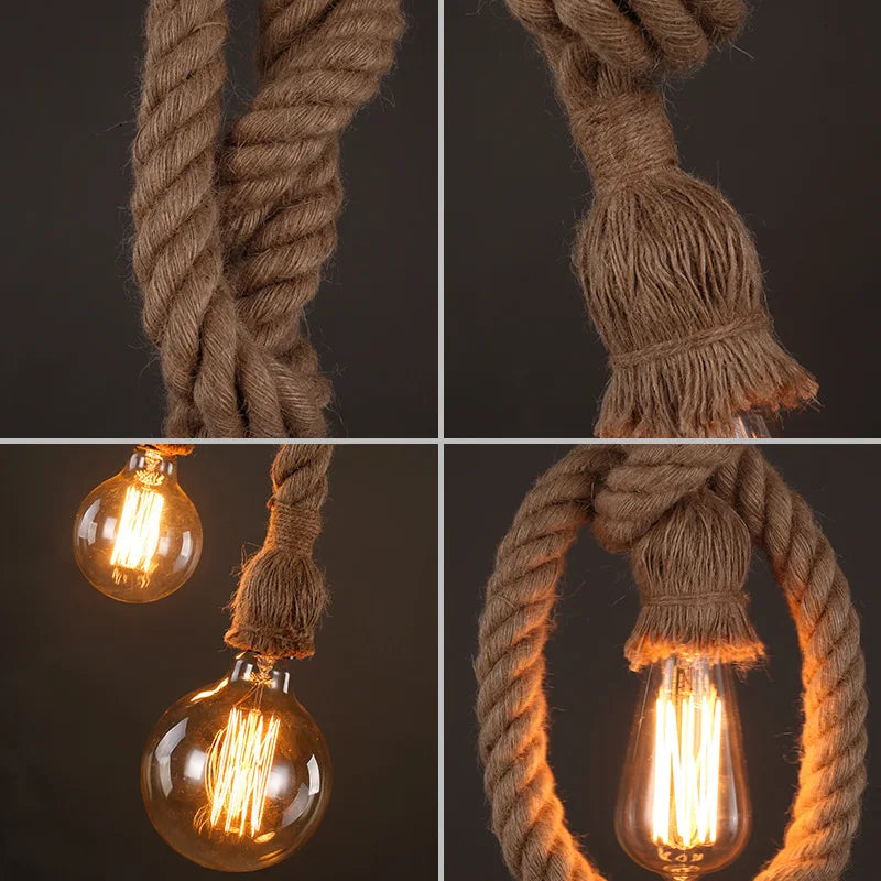 Vintage Hemp Rope Pendant Light