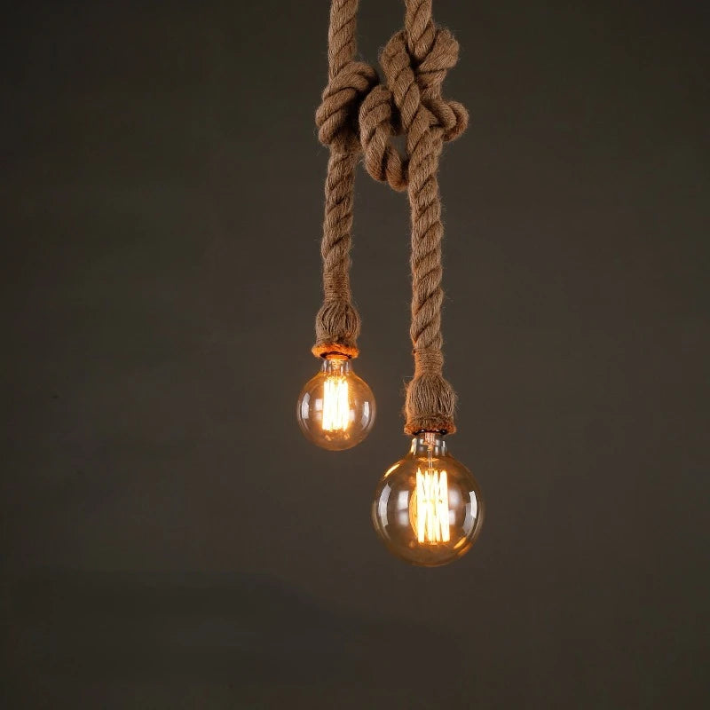 Vintage Industrial Hemp Rope Pendant