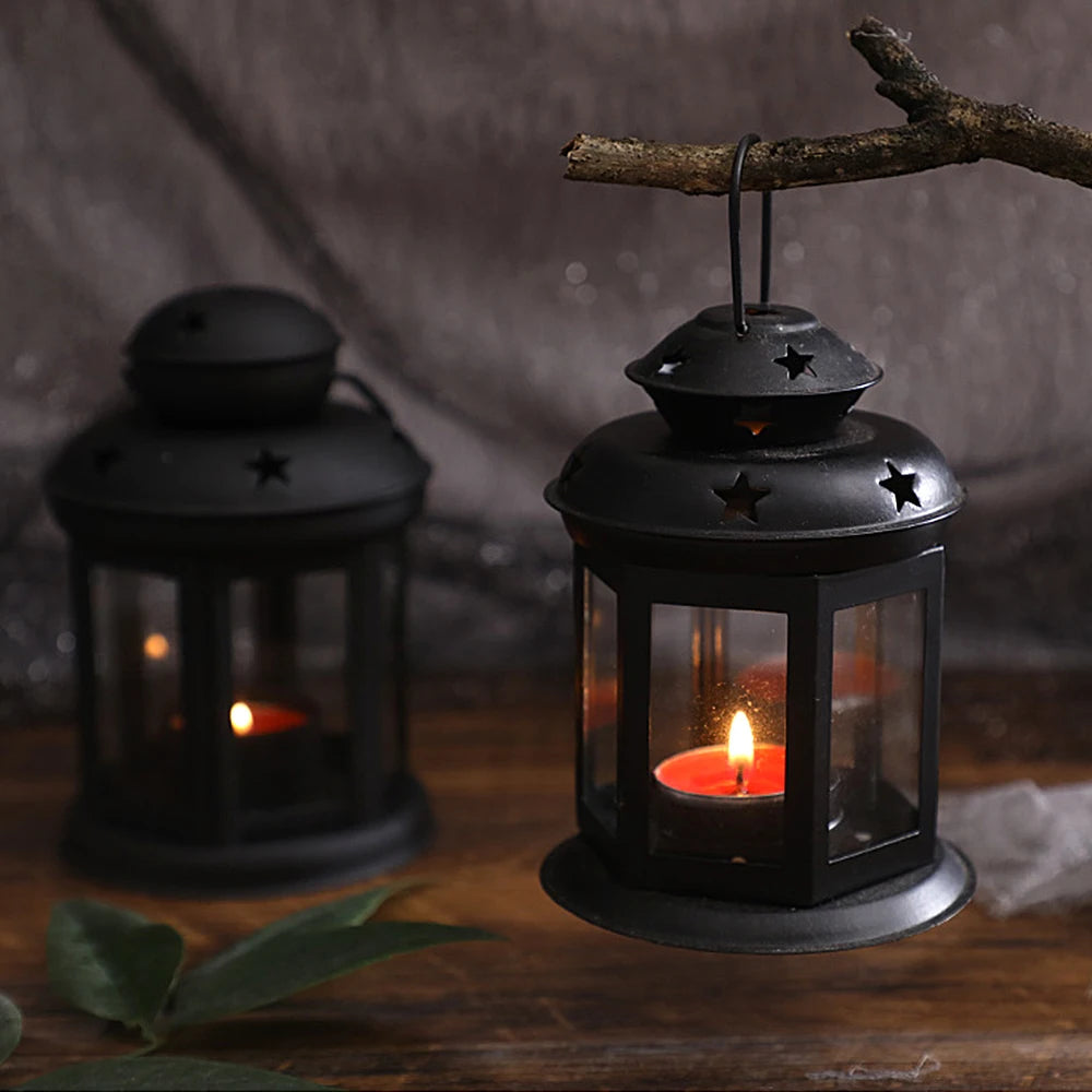 Vintage Iron Star Lantern Candle Holder