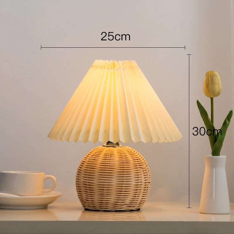 Vintage Rattan USB Table Lamp