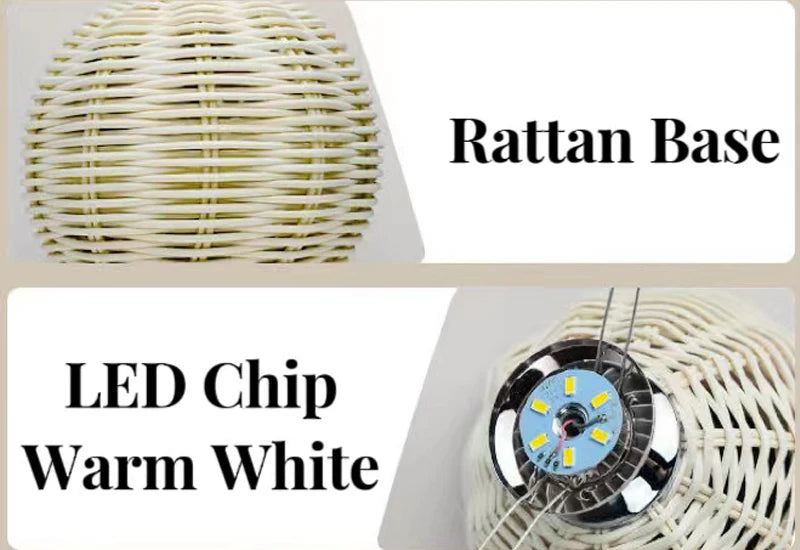 Vintage Rattan USB Table Lamp