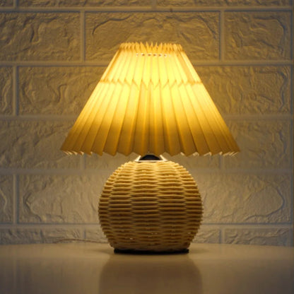 Vintage Rattan USB Table Lamp