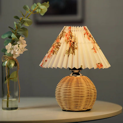 Vintage Rattan USB Table Lamp