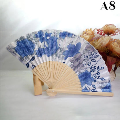 Vintage Silk Flower Pattern Hand Fan