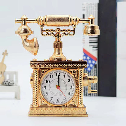 Vintage Telephone Clock Table Statue