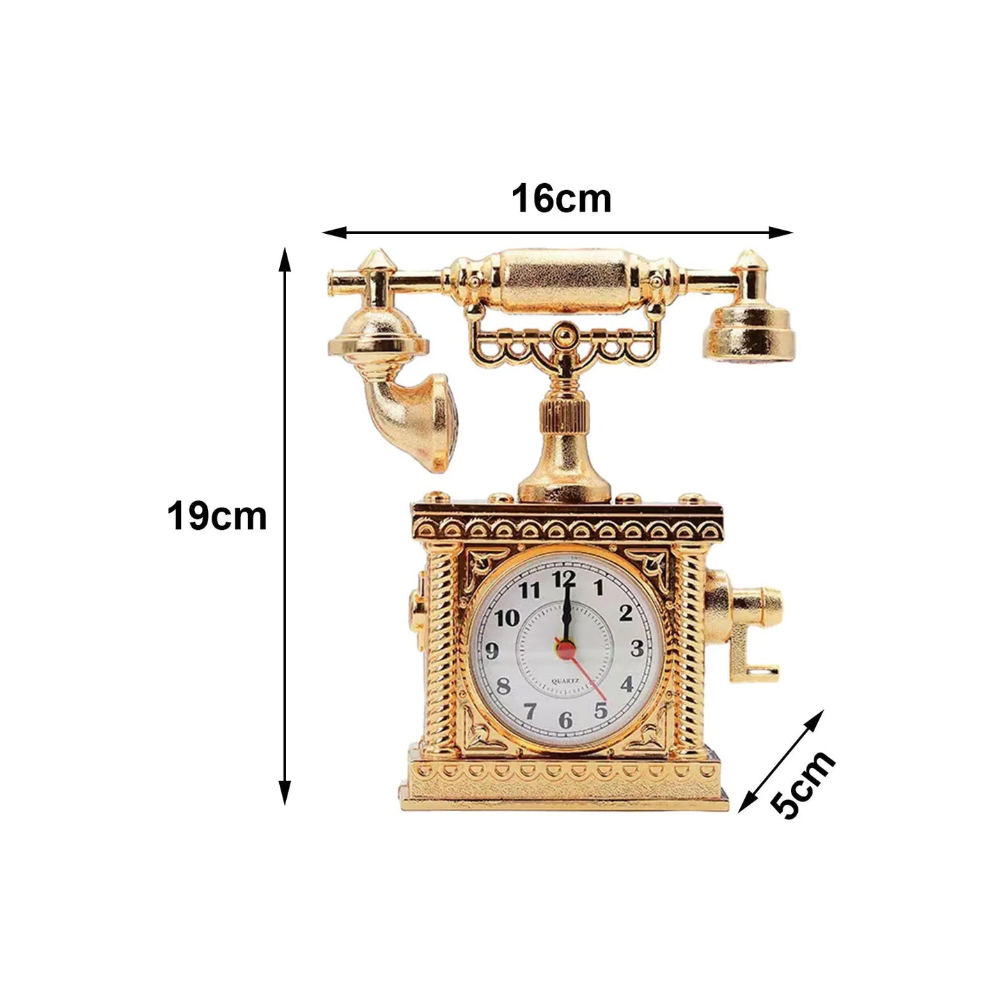 Vintage Telephone Clock Table Statue