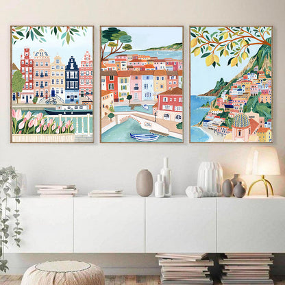 Vintage Travel City Canvas Art