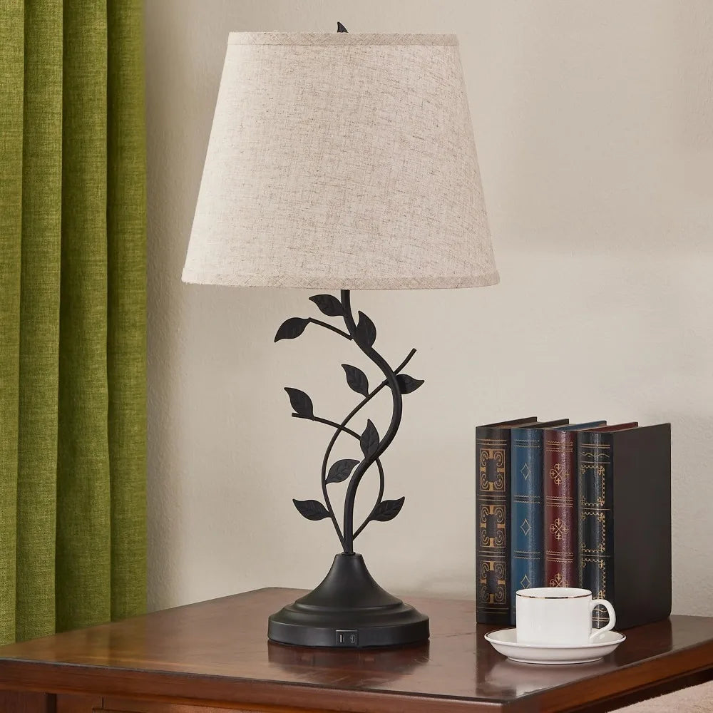 Vintage USB Charging Nightstand Lamp