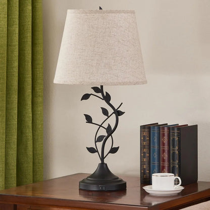 Vintage USB Charging Nightstand Lamp