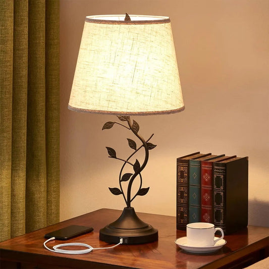 Vintage USB Charging Nightstand Lamp