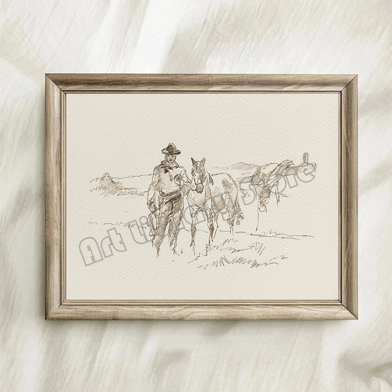 Vintage Western Cowboy Canvas Art