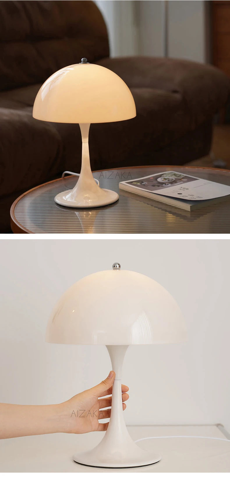 Vintage White Mushroom Desk Lamp