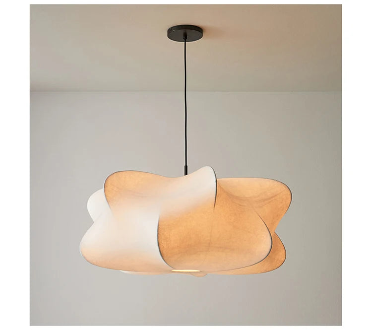 Wabi Sabi Hand-Knitted Silk Pendant Lamp for Elegant Spaces