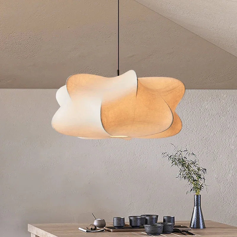 Wabi Sabi Hand-Knitted Silk Pendant Lamp for Elegant Spaces