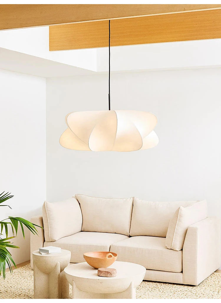 Wabi Sabi Hand-Knitted Silk Pendant Lamp for Elegant Spaces