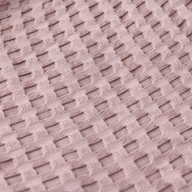 Waffle Cotton Throw Blanket - Green Pink