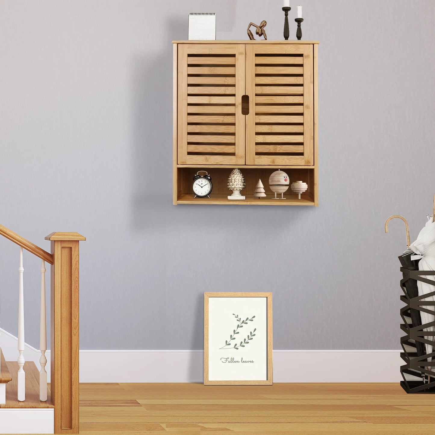 Wall-Mounted Bamboo Storage Cabinet