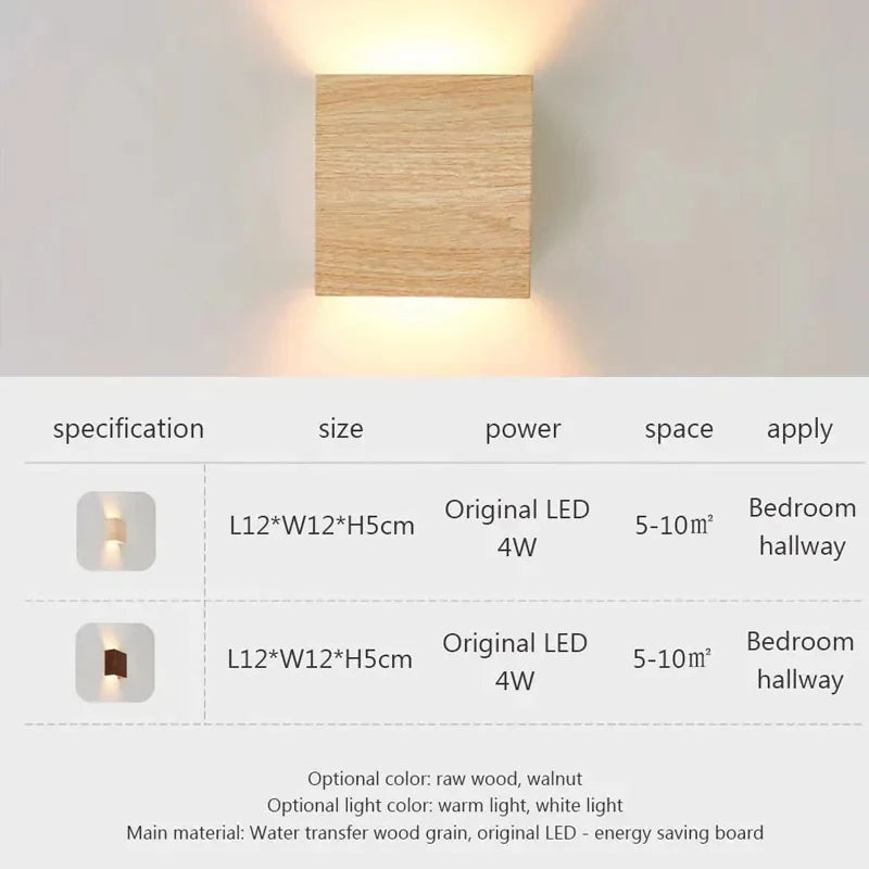 Walnut Nordic Wood Wall Lamp