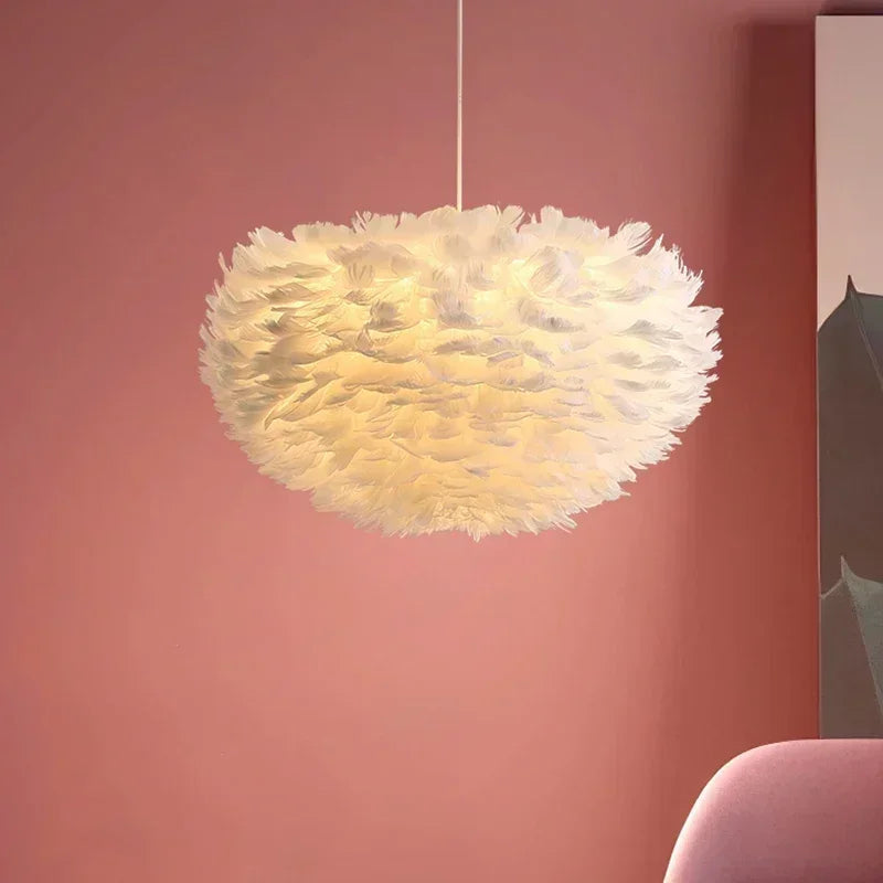 Warm Feather Chandelier for Modern Spaces