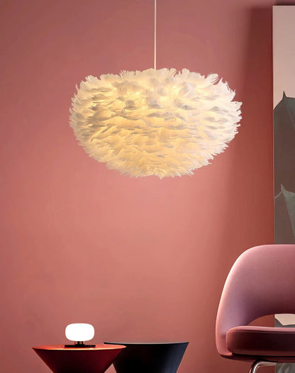 Warm Feather Chandelier for Modern Spaces