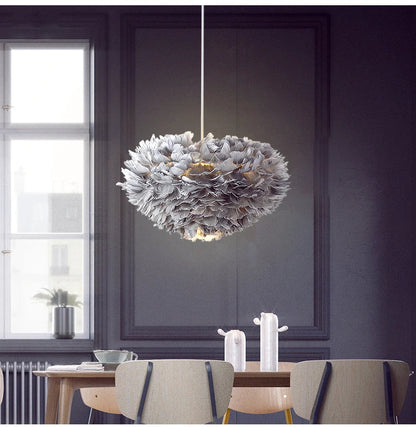 Warm Feather Chandelier for Modern Spaces