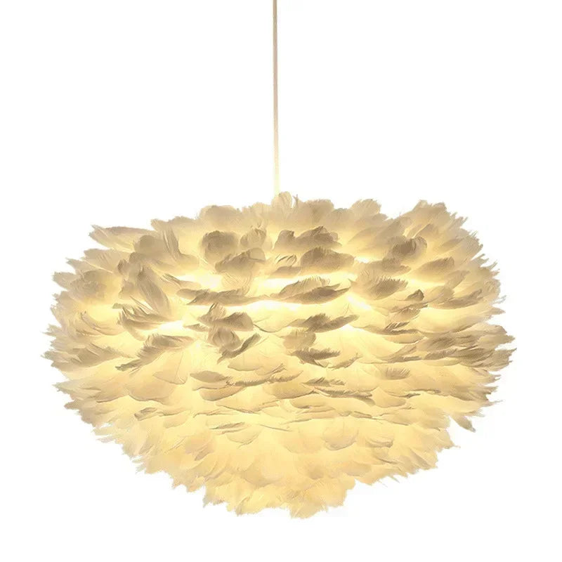 Warm Feather Chandelier for Modern Spaces