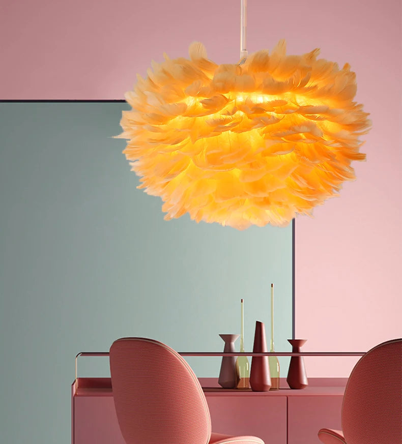 Warm Feather Chandelier for Modern Spaces